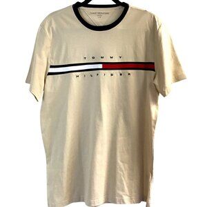 Tommy Hilfiger Mens Crewneck Logo T-Shirt L Beige